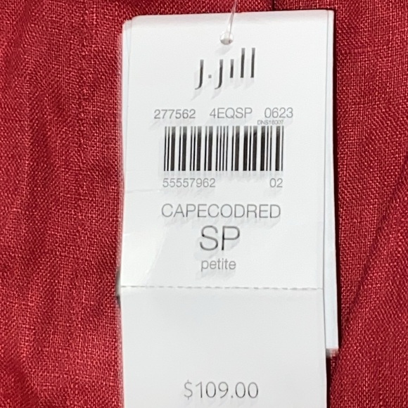 NWT J JILL 100% Linen SIZE Small Petite cape cod red Jumper Dress BUTTON FRONT - Picture 2 of 12